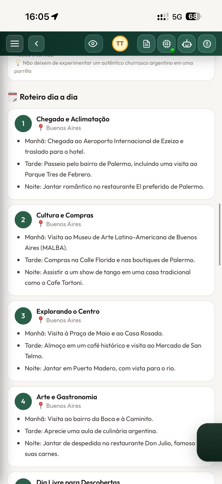 Roteiro dia a dia