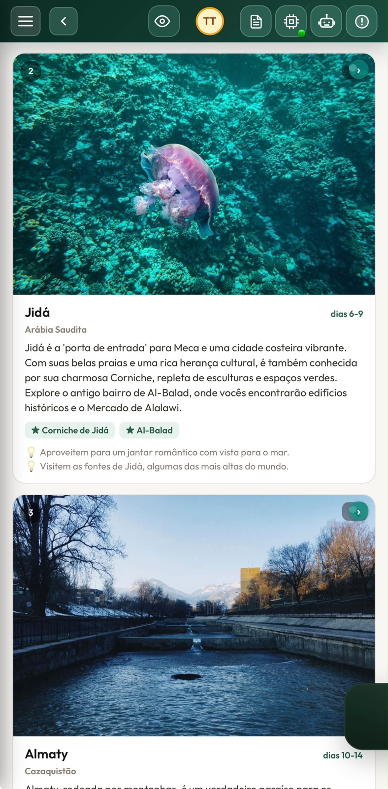 Roteiro sugerido em cartões