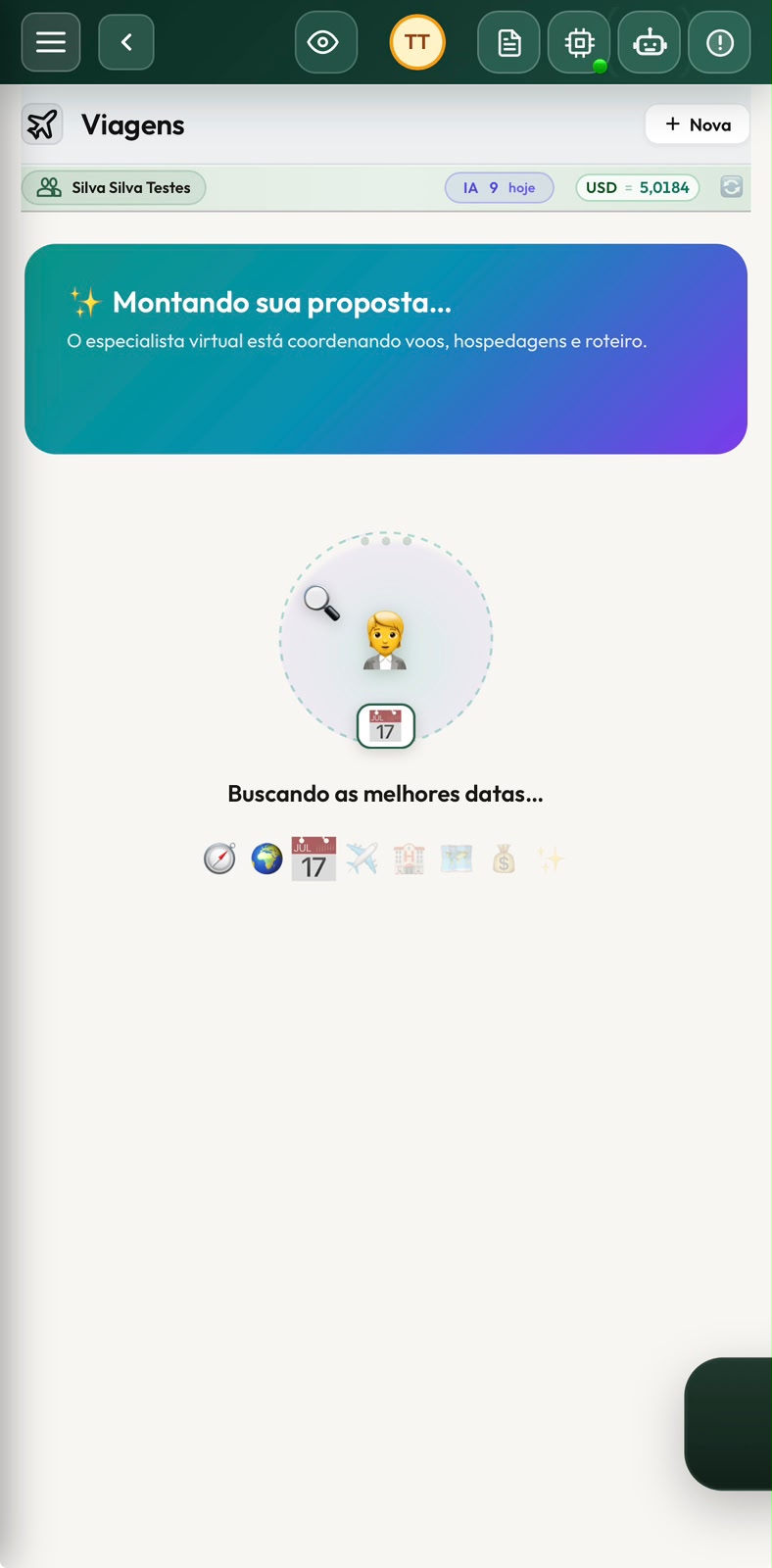 IA montando a proposta de viagem